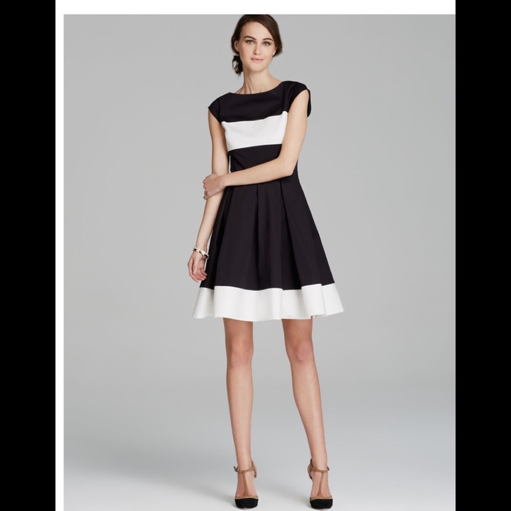 kate spade Black and White Blocked Fit-and-Flare Mini Dress